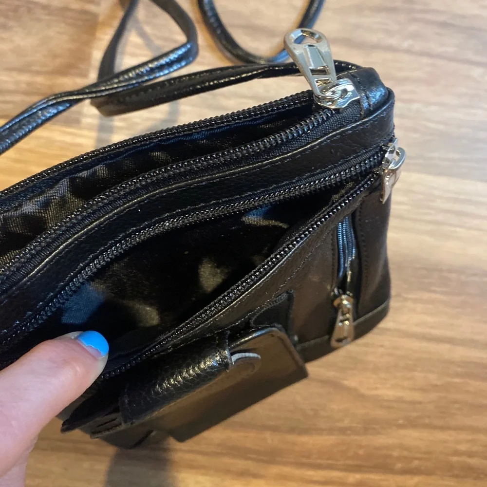 Black or blue  over the shoulder faux leather purse with multiple pockets NWOT